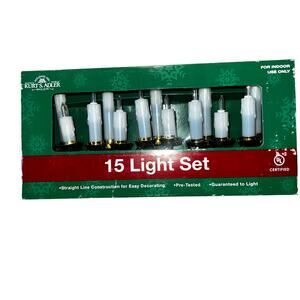 Vintage Kurt S. Adler Christmas clip-on candle string lights 15 light set NEW